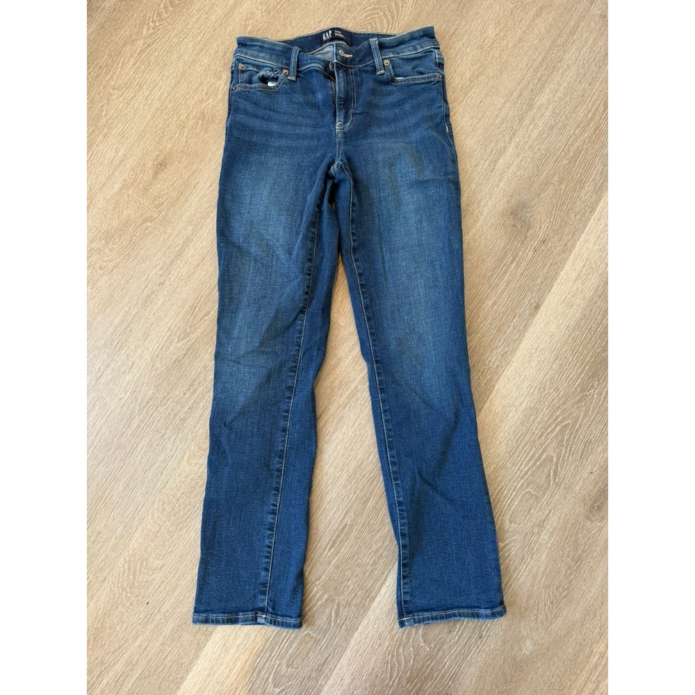 GAP Jeans Women's Dark Wash Blue Size 4/27R Classic Straight Mid Rise Stretch